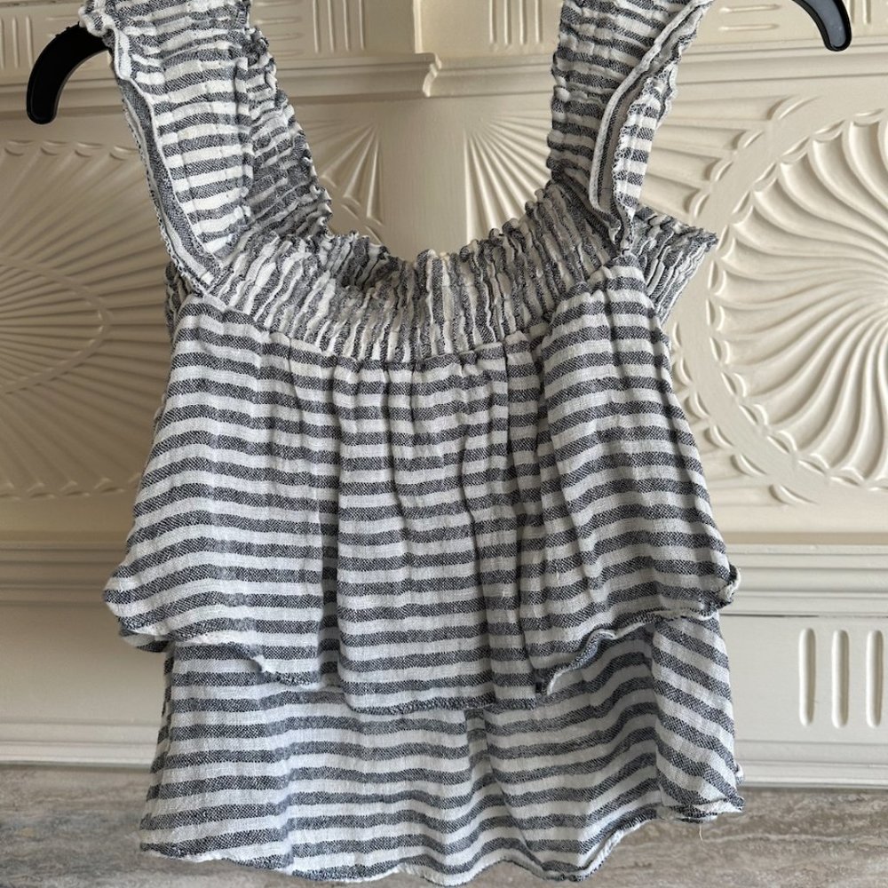 Apiece Apart Striped Linen Crop - Size SM